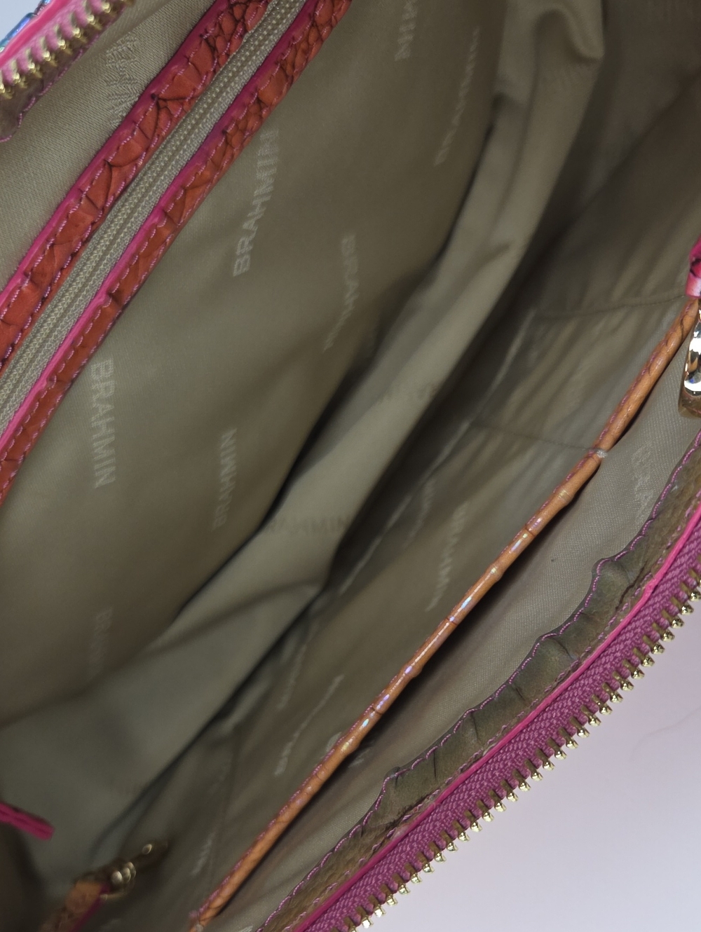 🌈▪️Brahmin ▪️Bekka Horizon Ombre Melbourne Iridescent Croc Shoulder Bag - Picture 10 of 14